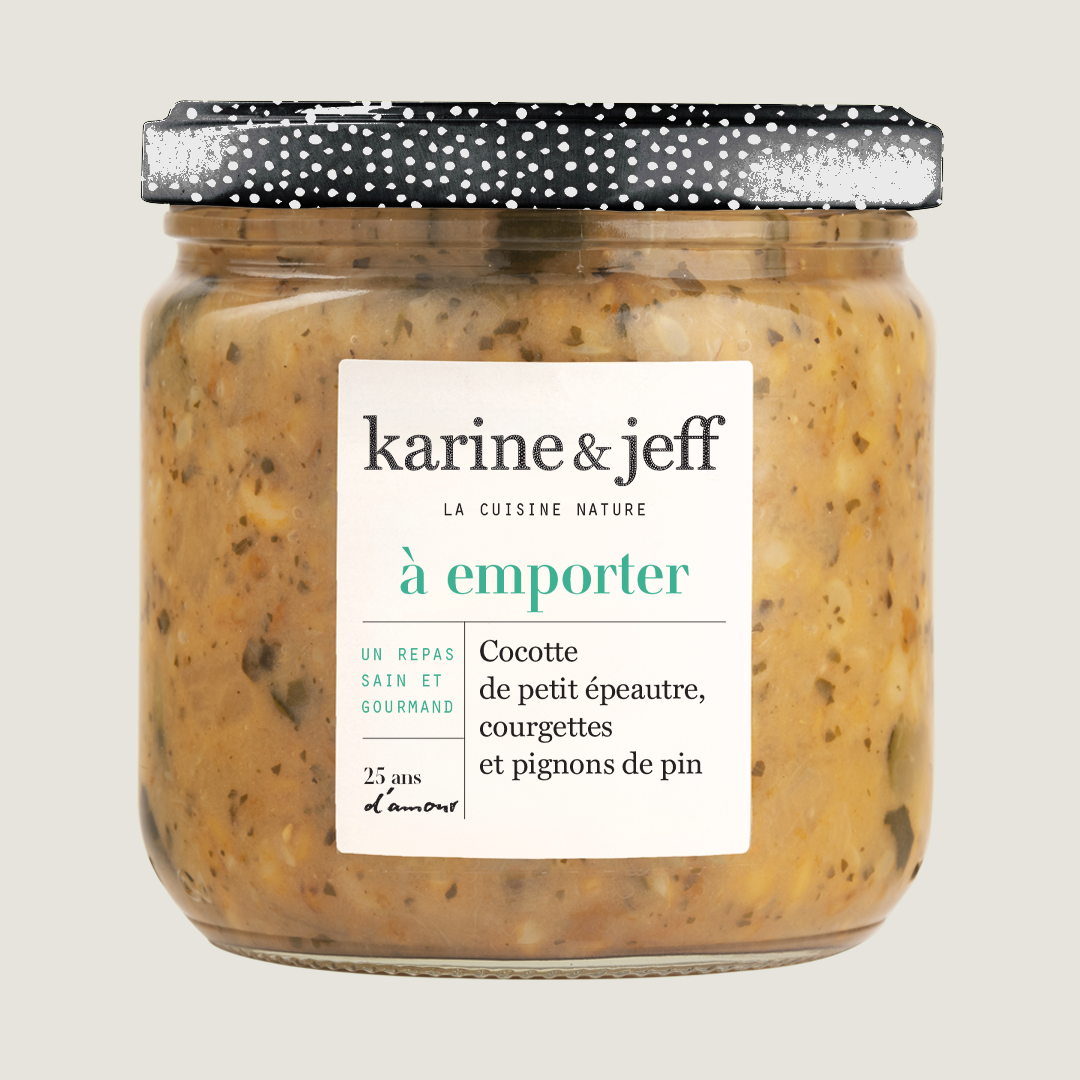Cocotte van eenkoorn, courgette en pijnboompitten