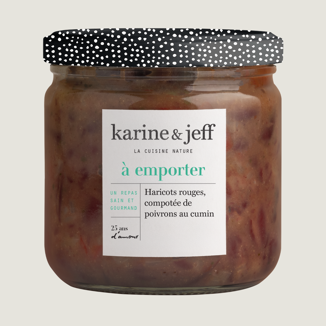 Rode kidneybonen - compote van paprika met komijn
