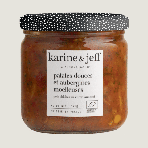 Malse zoete aardappelen en aubergines - kikkererwten in tandoori-curry