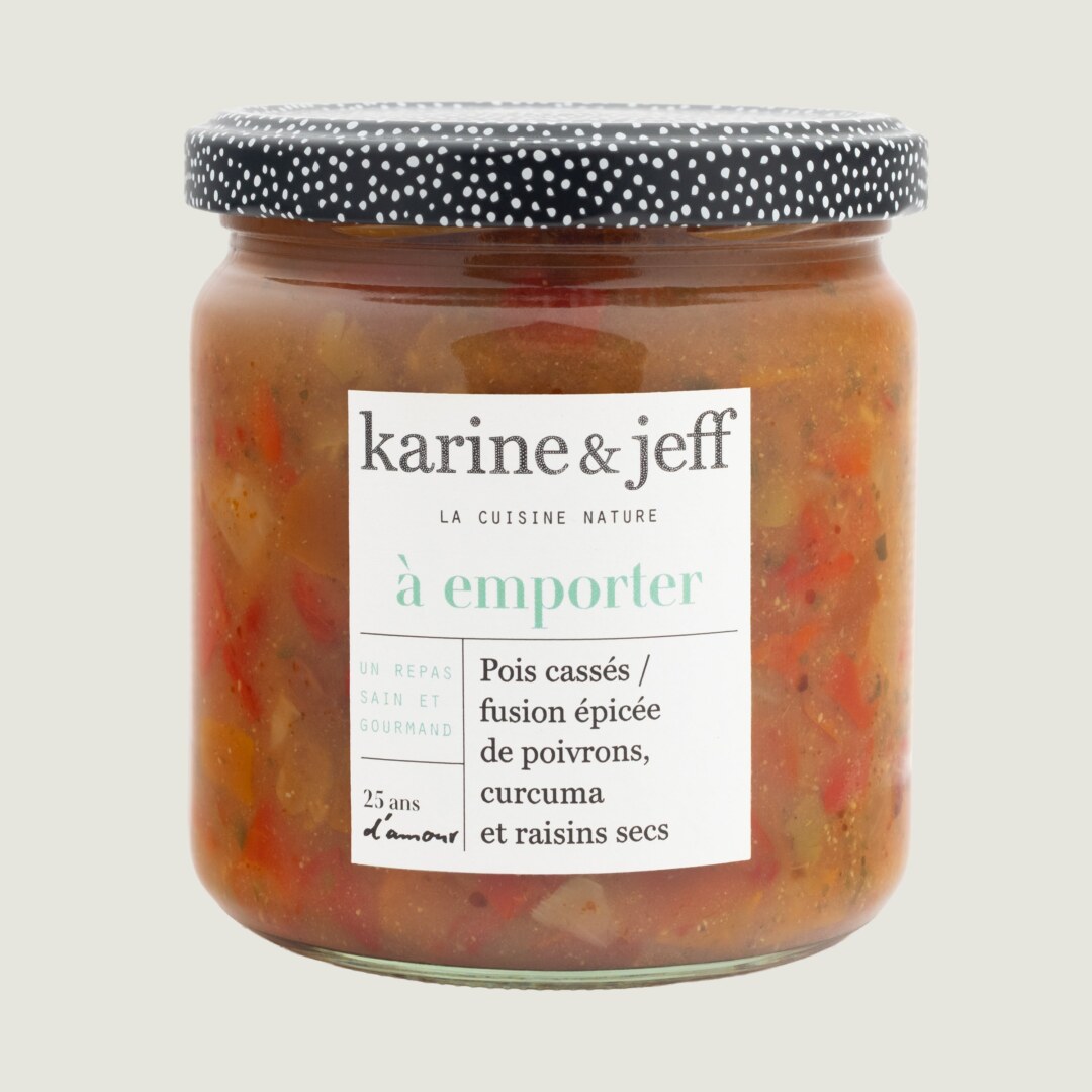 Spliterwten / gekruide fusion van paprika, kurkuma en rozijnen