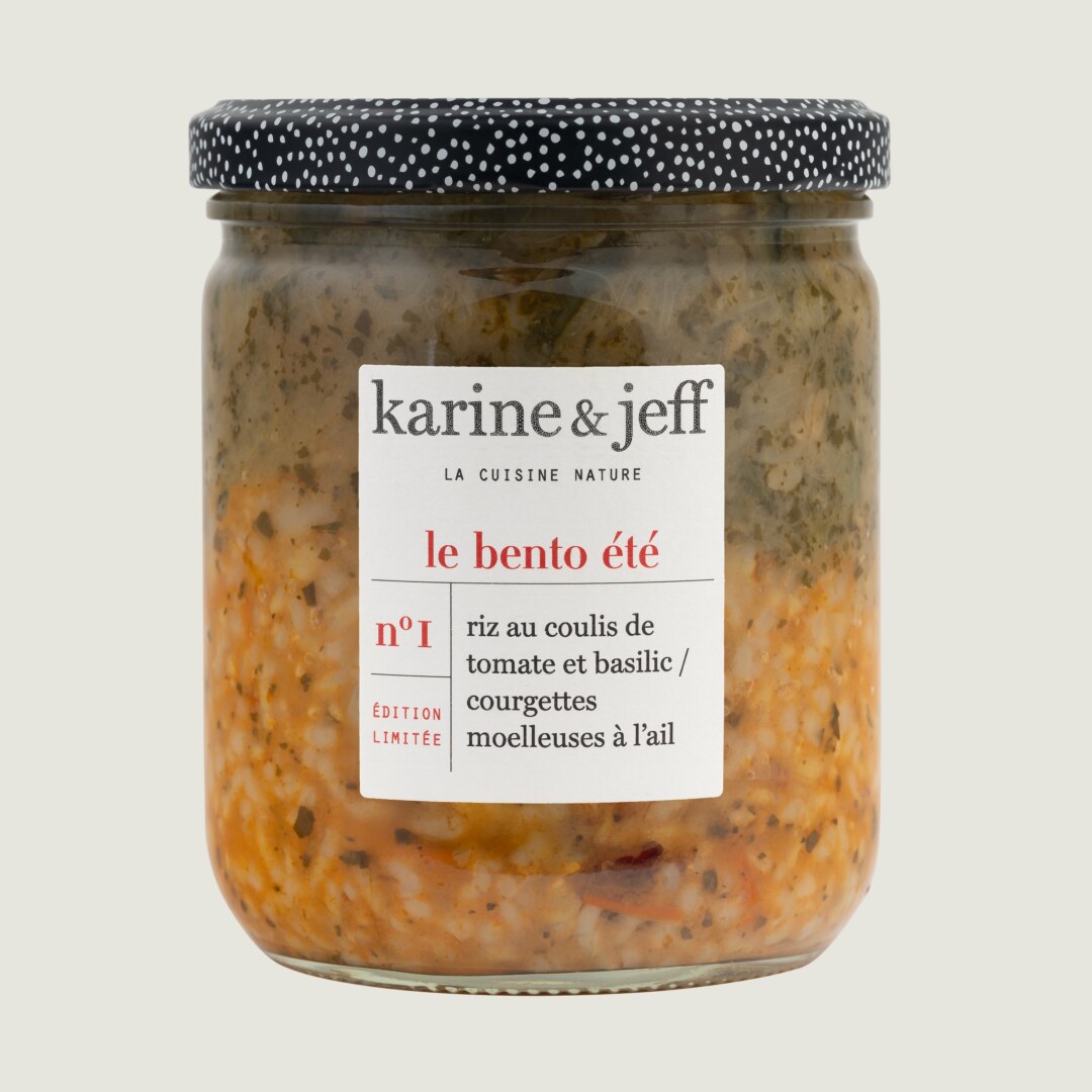 Rijst met coulis van tomaat en basilicum / malse courgettes met knoflook