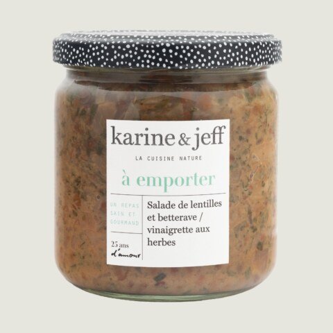 Salade van linzen en rode biet / vinaigrette met kruiden