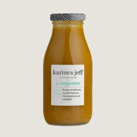 Fluweelzachte soep van rode kuri-pompoen, champignons en dragon 0,25 L